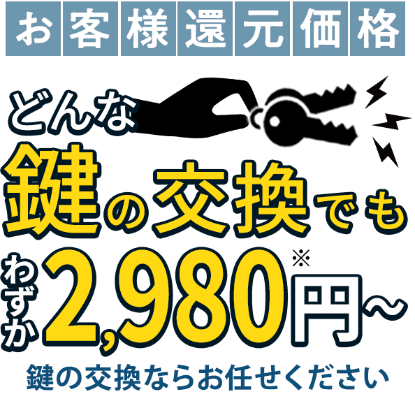 【お客様還元価格】どんな鍵トラブルもわずか2980円～