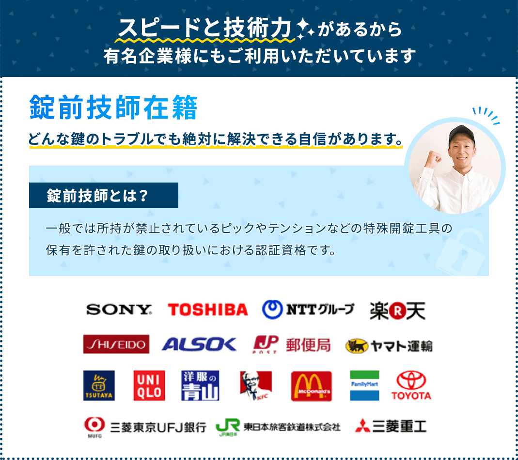 スピードと技術力があるから有名企業様にもご利用いただいています